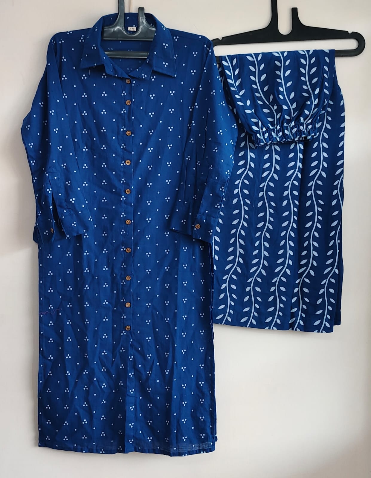 Elegant Dabu Print Cotton Kurta with Plazo Set
