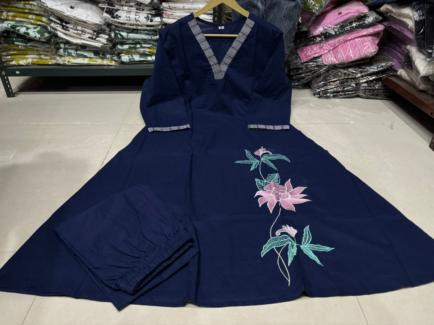 Cotton Embroidered Kurta Pant Set