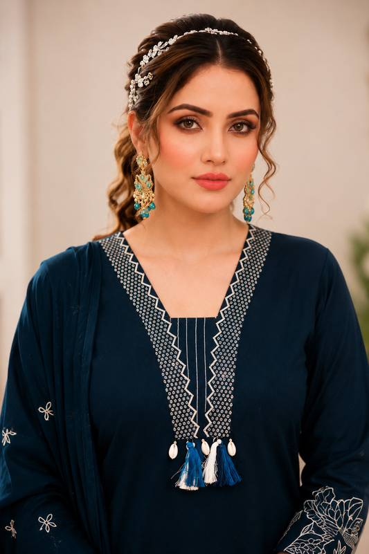 Floral Embroidery Kurti Set