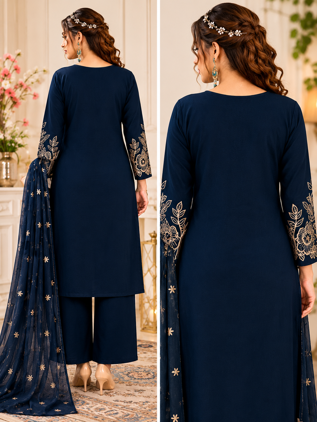 Floral Embroidery Kurti Set