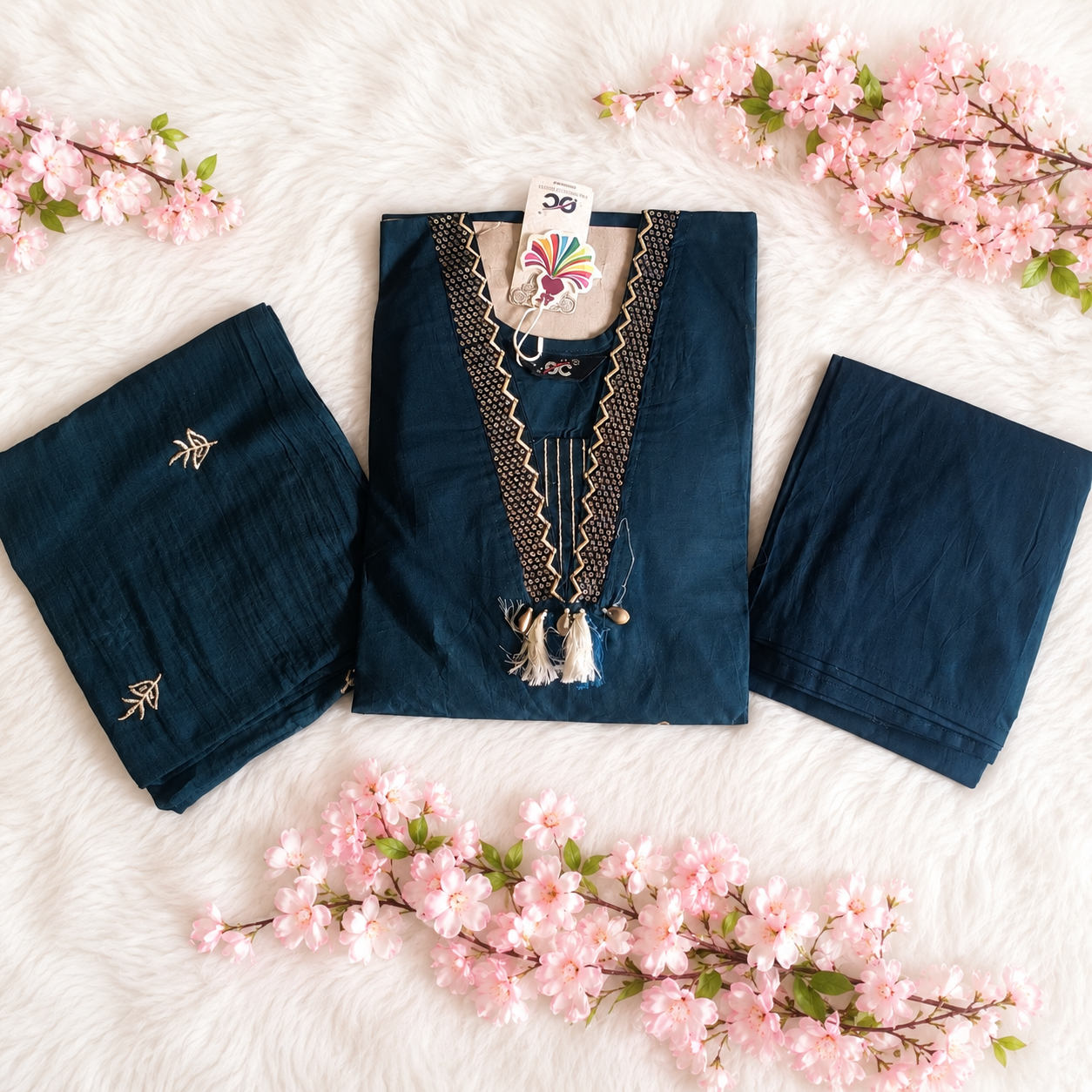 Floral Embroidery Kurti Set
