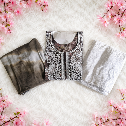 Chikankari Floral Kurta Set