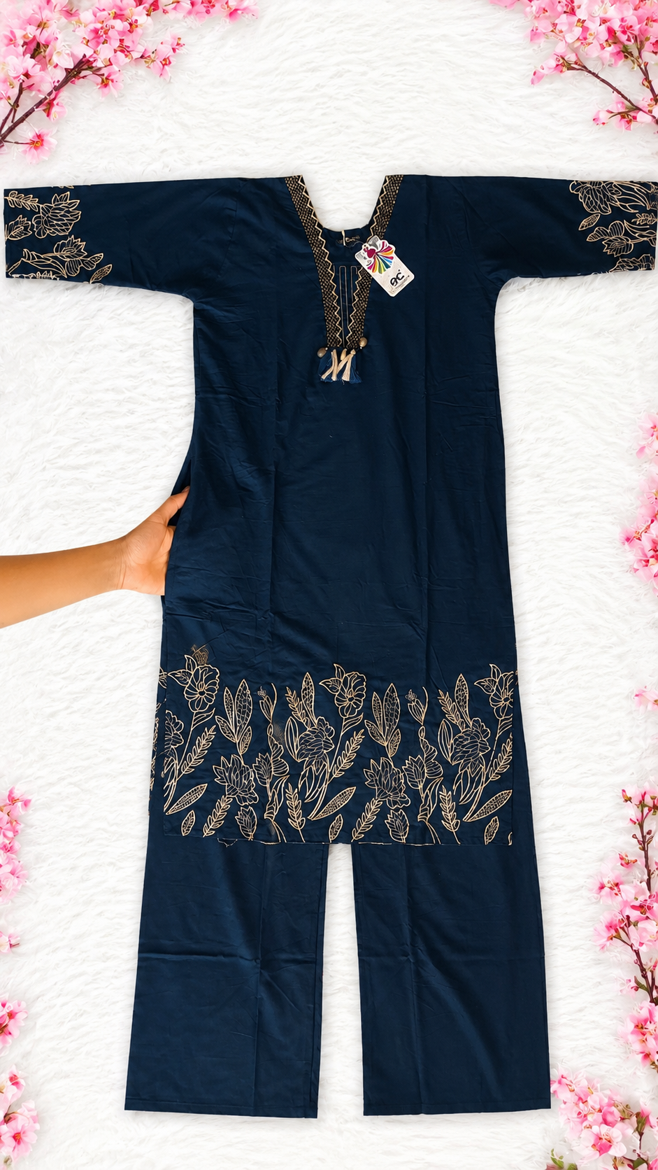 Floral Embroidery Kurti Set