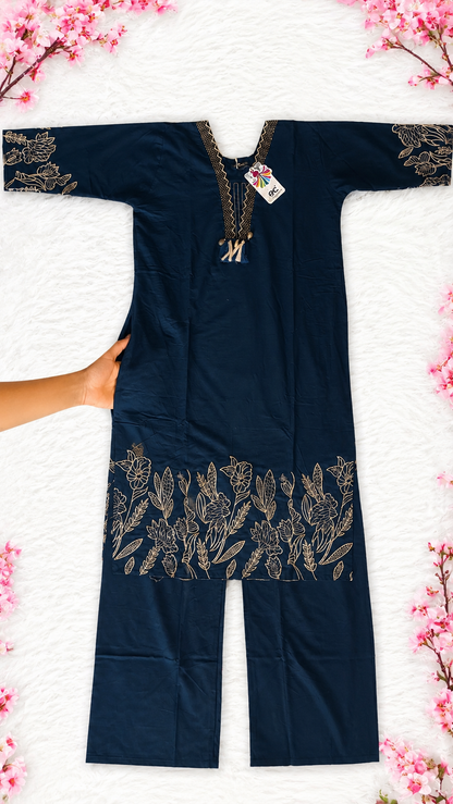 Floral Embroidery Kurti Set