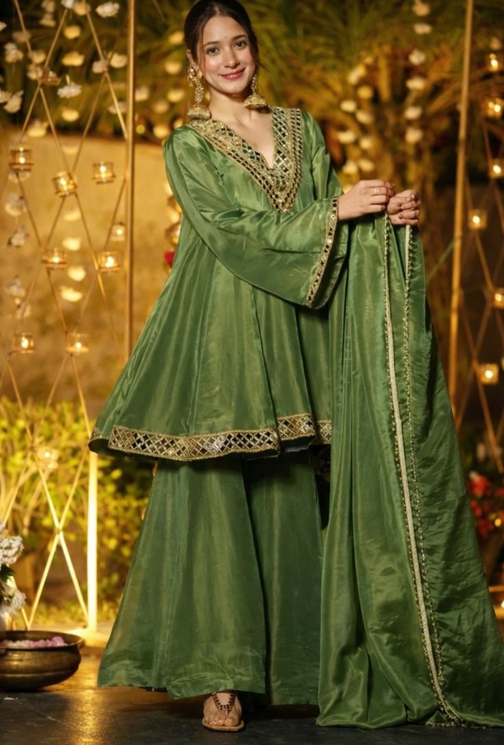Ivory Mirror Luxe Sharara Set