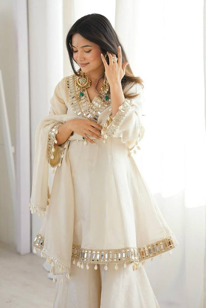 Ivory Mirror Luxe Sharara Set