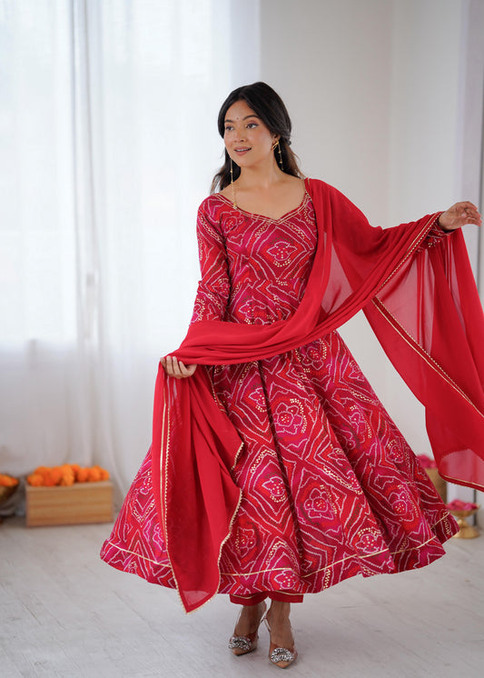 Bandhani Gown Set
