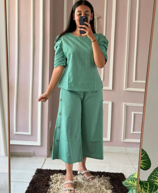 Embroidered Cotton Kurta Palazzo Set