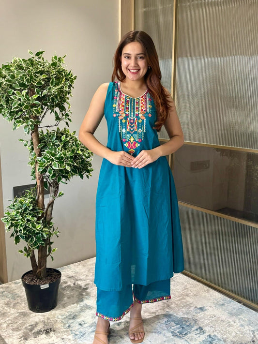 Elegant Cotton Embroidered Kurta Set