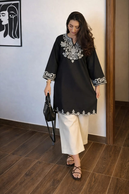 Black Embroidered Co-ord Set