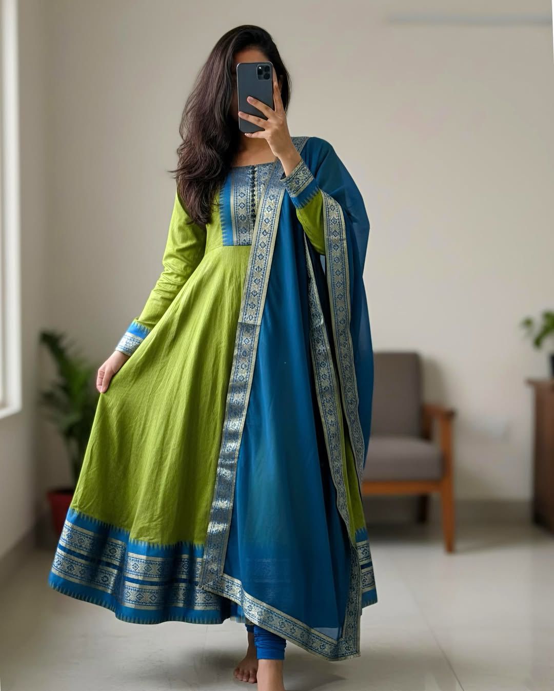 Royal Zari Kanchi Silk Cotton Kurti Set