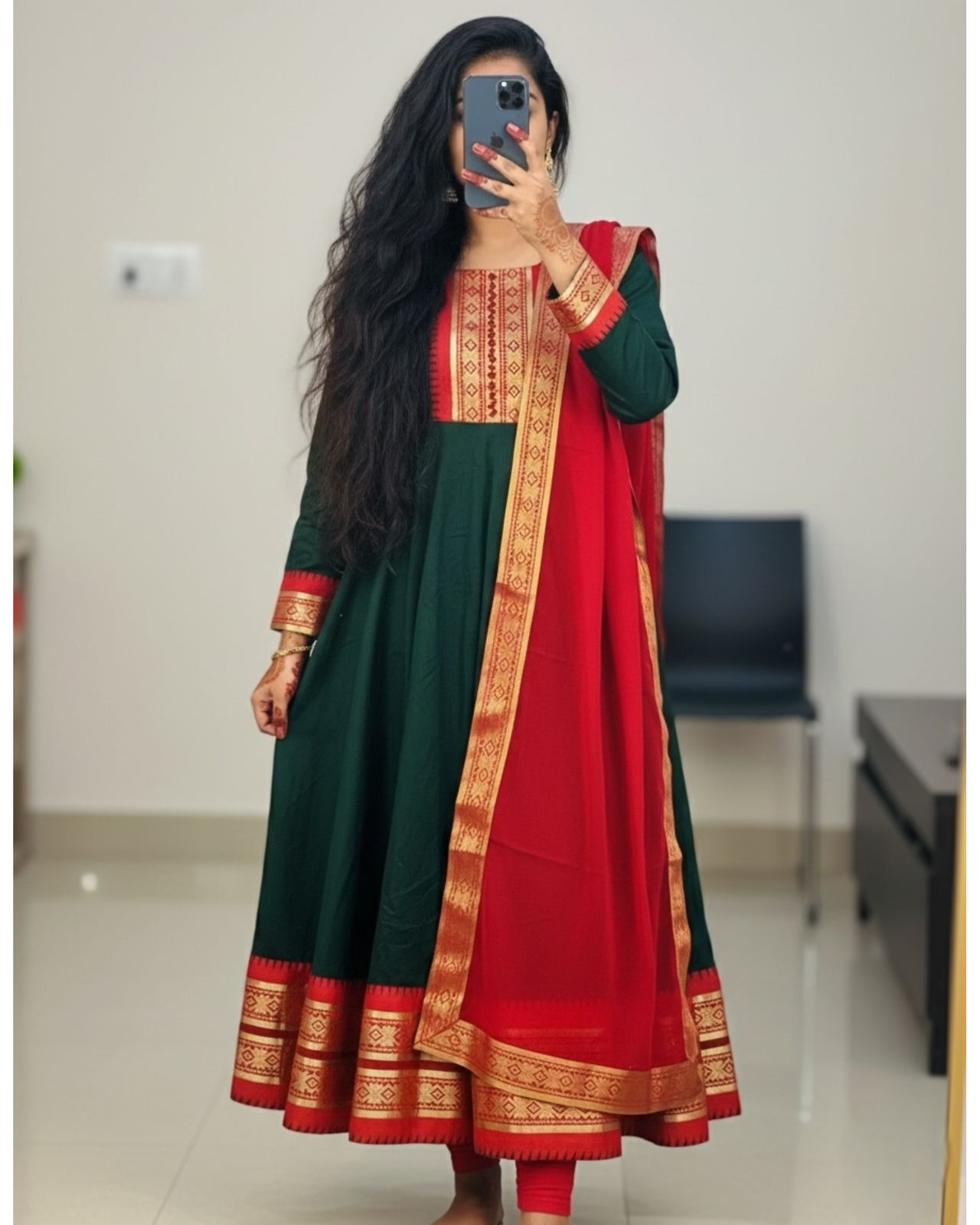 Royal Zari Kanchi Silk Cotton Kurti Set