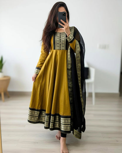 Royal Zari Kanchi Silk Cotton Kurti Set