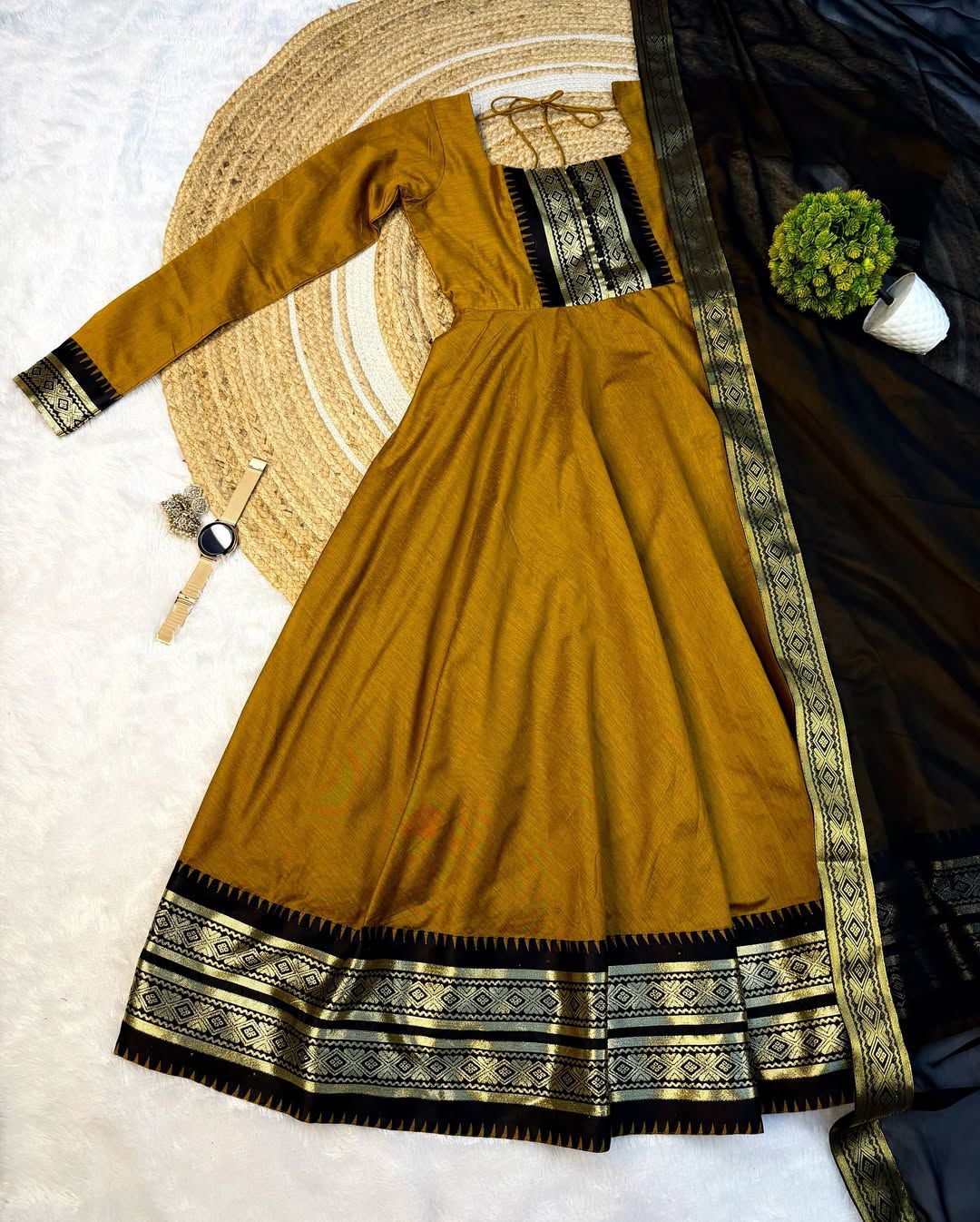 Royal Zari Kanchi Silk Cotton Kurti Set