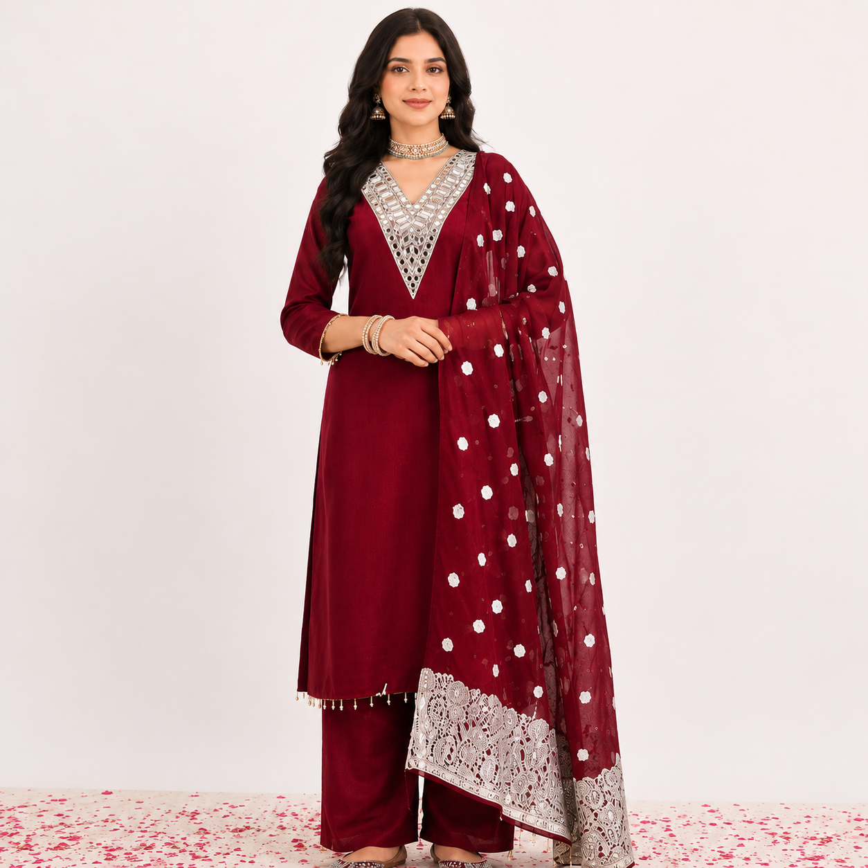 Premium Mirror Work Suit Set
