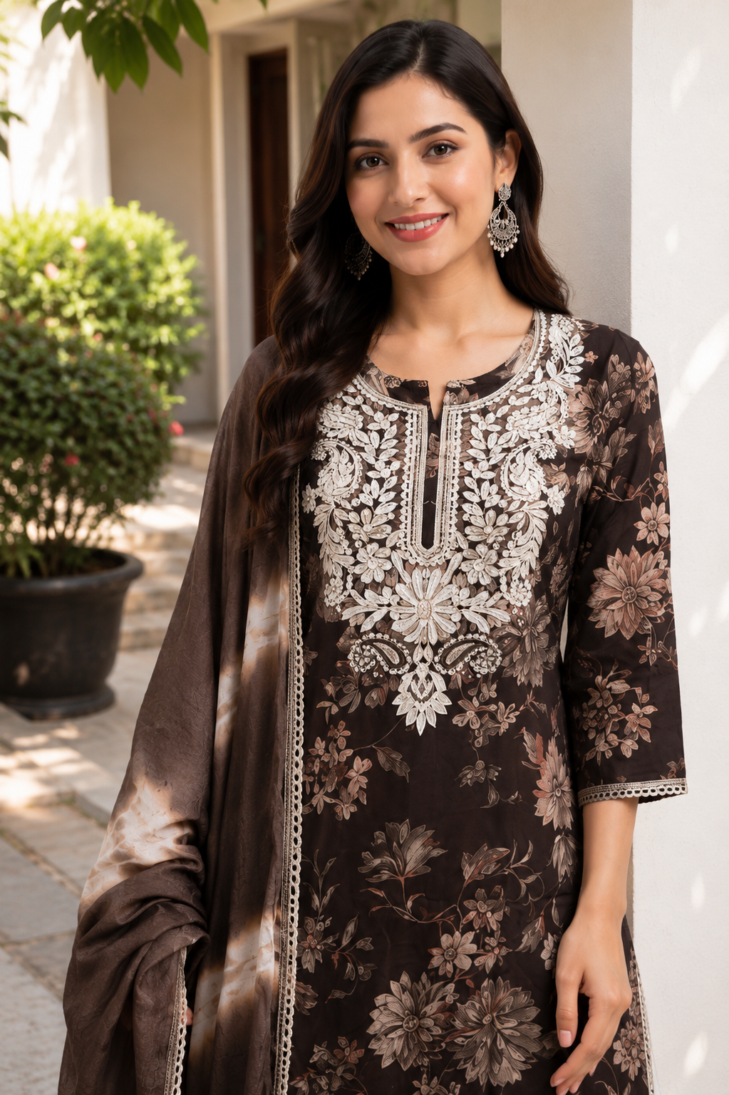 Chikankari Floral Kurta Set