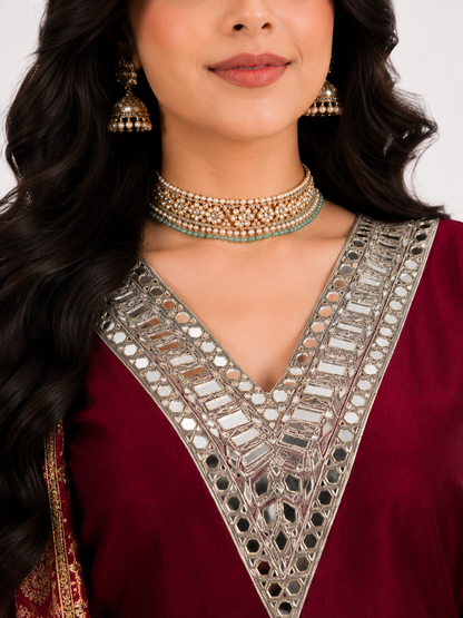 Premium Mirror Work Suit Set