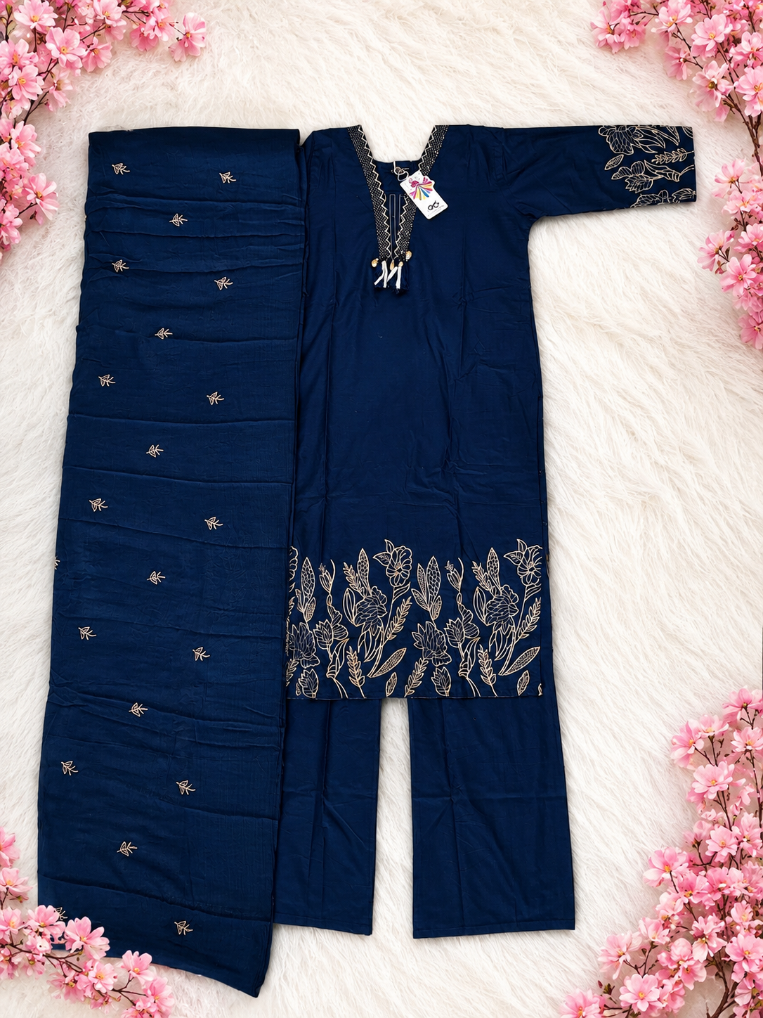 Floral Embroidery Kurti Set