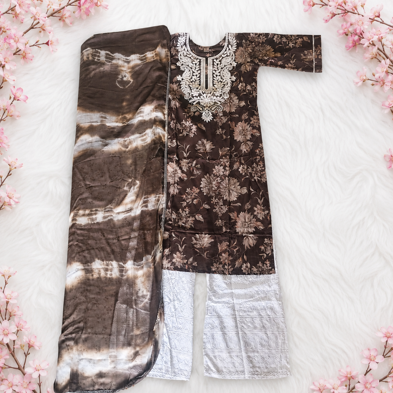 Chikankari Floral Kurta Set