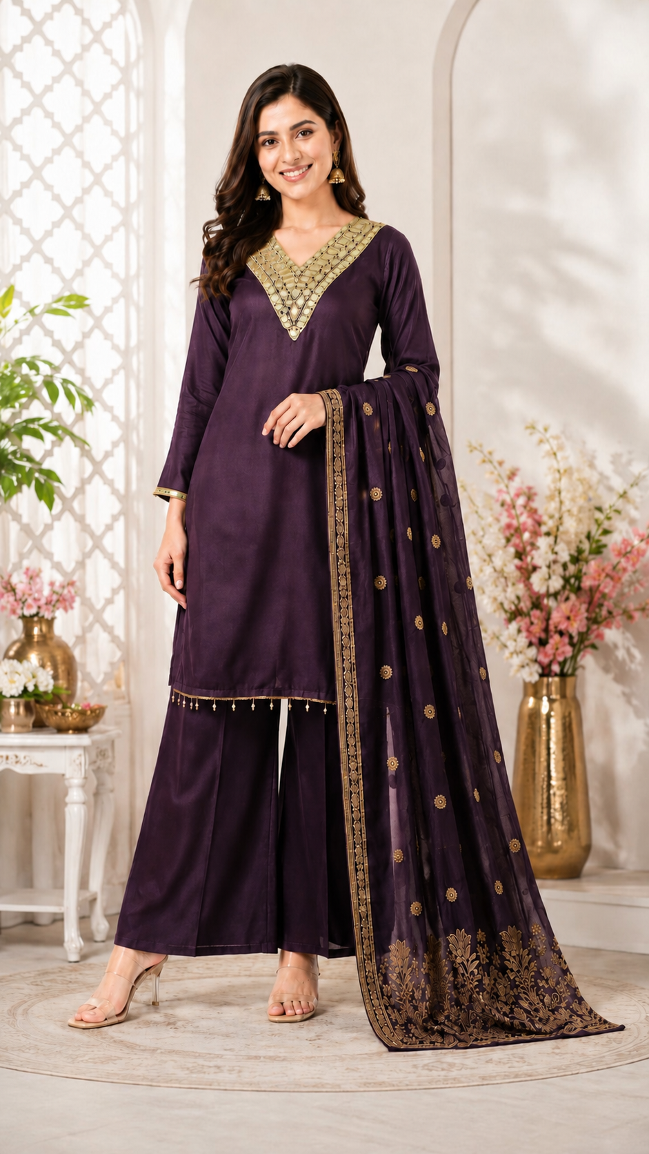 Premium Mirror Work Suit Set