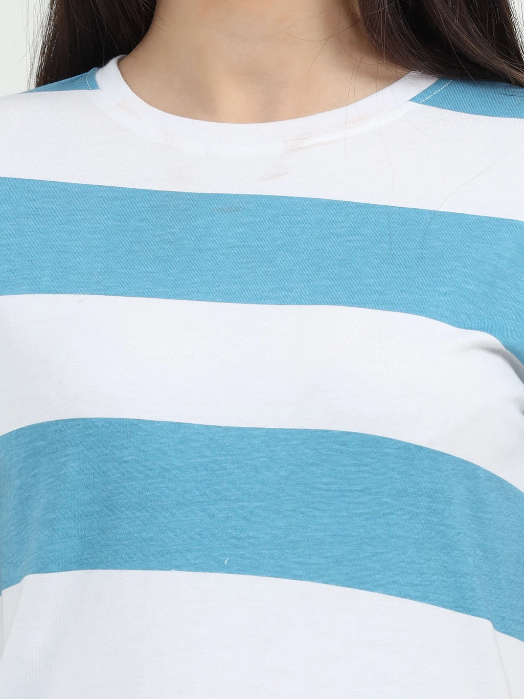 Azure Stripe Oversized Pocket Tee