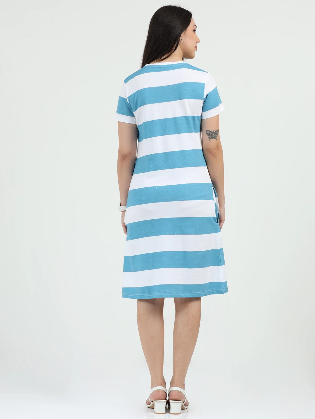 Azure Stripe Oversized Pocket Tee